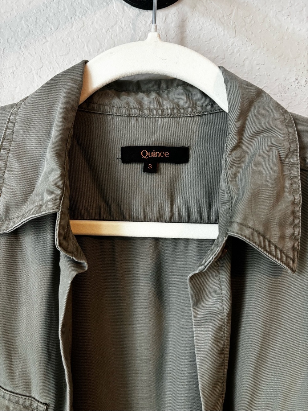 Quince Vintage Wash Tencel Utility Shirt Olive Green Button-Up Size Small - Picture 9 of 11